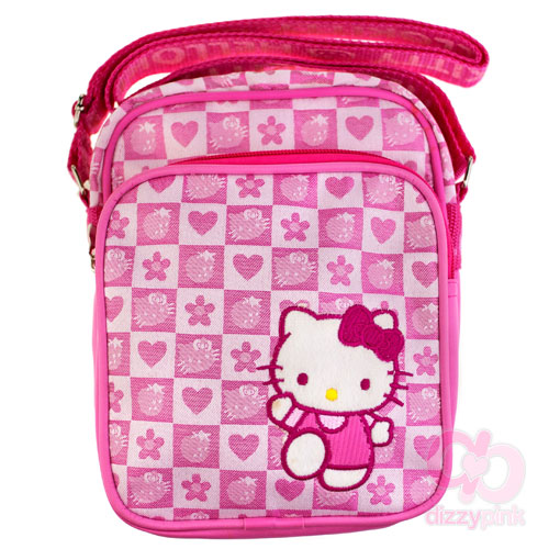 Hello Kitty Pink Strawberry Check Double Pocket Bag