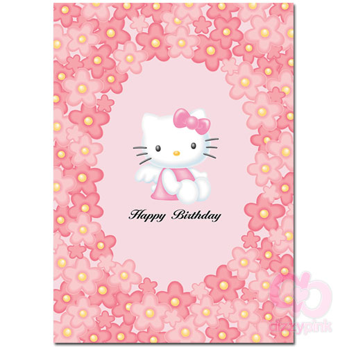 Hello Kitty Card - Angel Flowers Birthday