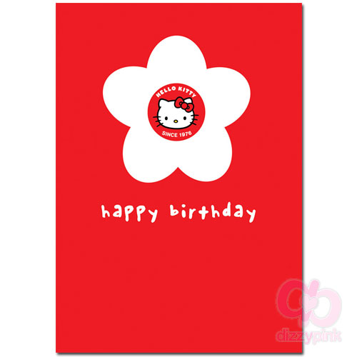 Hello Kitty Badge Card - Flower Birthday