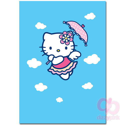 Hello Kitty Card - Flying Umbrella Kitty