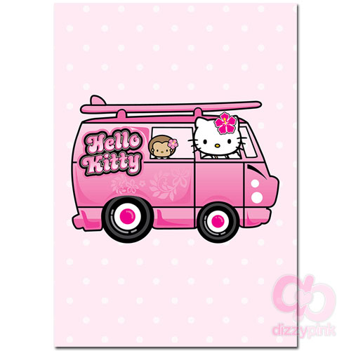 Hello Kitty Card - Camper Van Kitty