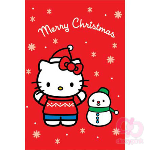 Hello Kitty Christmas Card - Christmas Snowman x6