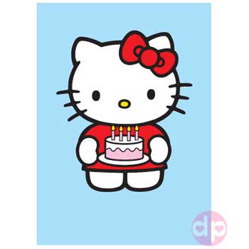 Hello Kitty Minicard / Tag - Birthday Cake